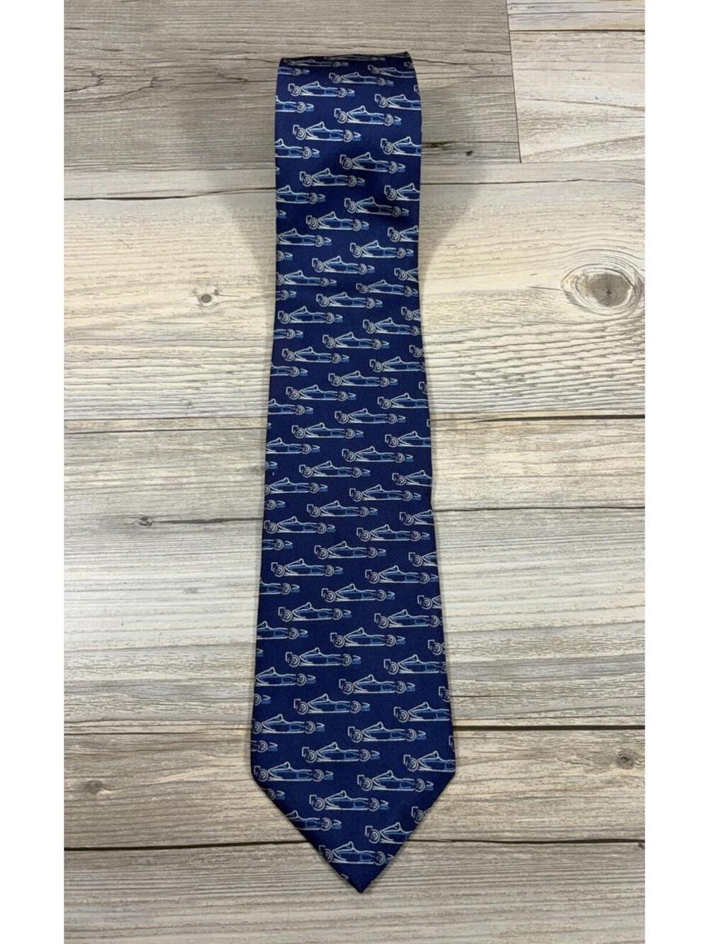 BMW Lifestyle Men's Silk Neck Tie Blue Formula One Pattern Racing Made in Italy